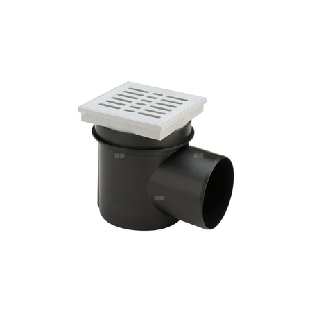 Wpust VIEGA 4956 z 1 przyłączem DN 100, odpływ pionowy, kratka 150x150mm tworzywo sztuczne