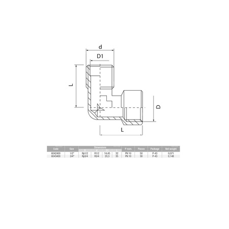 Kolano 90' VALVEX V-Pex, mosiądz (niklowany), 3/4'' (GZ x GW)