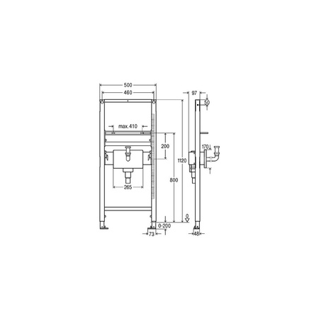 Stelaż podtynkowy do umywalki VIEGA 853533, 1120 x 500 x 97 mm, bateria: stojąca, wbudowany syfon