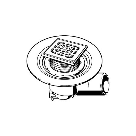 Wpust VIEGA 49551 z 1 przyłączem DN 100, odpływ pionowy, kratka 150x150mm stal