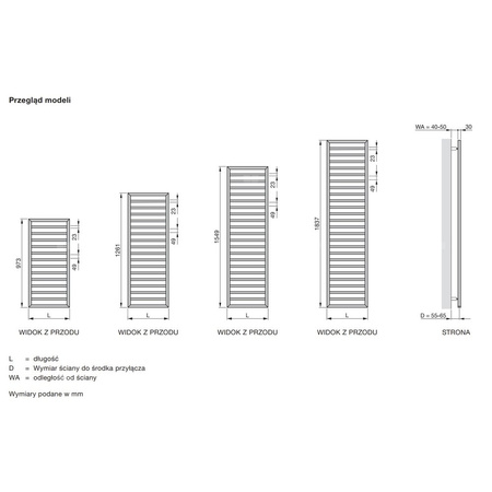Grzejnik drabinkowy ZEHNDER Subway, wym. 1579 x 600 mm, kolor inox, moc 500W