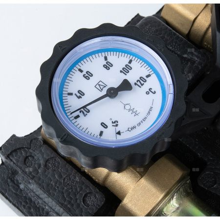 Grupa pompowa AFRISO PrimoTherm 180-2 AP DN 25 3-WM-R Vario GZ x GW 1 1/2'' x 1'', z zaworem mieszającym, z izolacją, z pompą obiegową AFRISO APH 361 25-7/180 mm