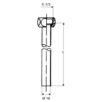 Rurka miedziana 16 x 500 mm z nakrętką złączkową i uszczelką 1/2" chrom