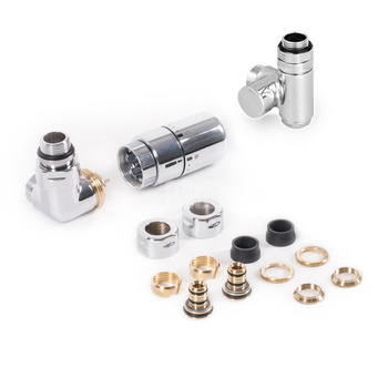 Zestaw term. 3-osiowy zintegrowany z trójnikiem CYLINDER, Lewy, GZ 1/2"-fi16x2, fi15, Chrom [gł. term. SLIM, 2xadapt. alupex, 2xadapt. miedź]