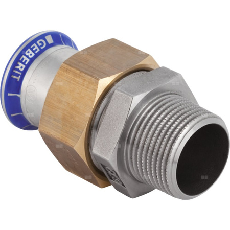 Śrubunek hydrauliczny GEBERIT Mapress Edelstahl przejściowy stal nierdzewna GZ 3/4'' 22 mm z pierścieniem zacinającym