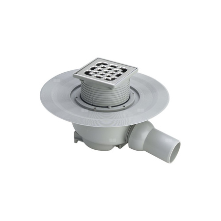 Wpust VIEGA 492176 z 1 przyłączem DN 50, odpływ pionowy, kratka 100x100mm stal