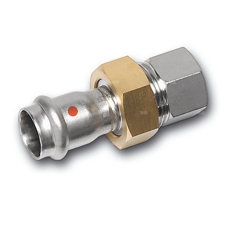 Śrubunek SANHA NiroTherm Press z uszczelką trzyczęściowy, stal nierdzewna, 22 mm x 3/4'' (zw x GW)