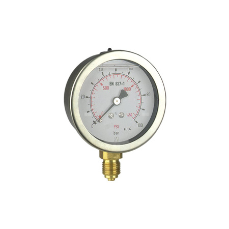 Manometr z rurką Bourdona AFRISO RF wstrząsoodporny 0/25 bar G1/4B radialne fi 63 mm, kl. 1.6%