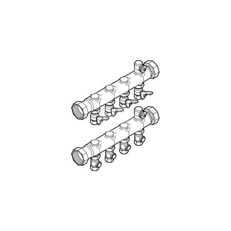 Rozdzielacz do ogrzewania podłogowego VIEGA 1007 14-obieg. stal nierdzewna GW DN40 x GW 3/4" + odpowietrznik + zawór przy przyłączu