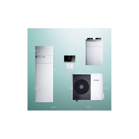 Pakiet Systemowy OZE - Pompa ciepła powietrzna powietrze-woda monoblok VAILLANT VWL 75/6A aroTHERM plus 7 kW 400 V + Centrala grzewcza uniTOWER VIH QW 190/6E + Moduł komunikacji internetowej VR 940f + Rekuperator entalpiczny recoVAIR VAR 360/4E + Regulato