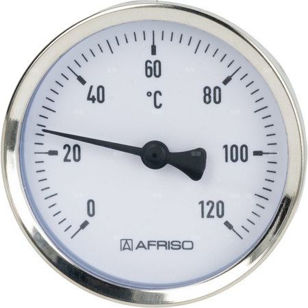 Termometr bimetaliczny AFRISO BiTh fi 63 mm 0…120'C tuleja 63 mm połączenie ax