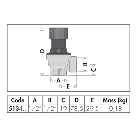 Zawór przelewowy CALEFFI 513 mosiądz 6 bar GW 1/2''