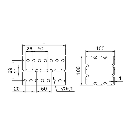 Szyna montażowa NICZUK KJ, dł. 6000 mm, stal nierdzewna (ocynk ogniowy)