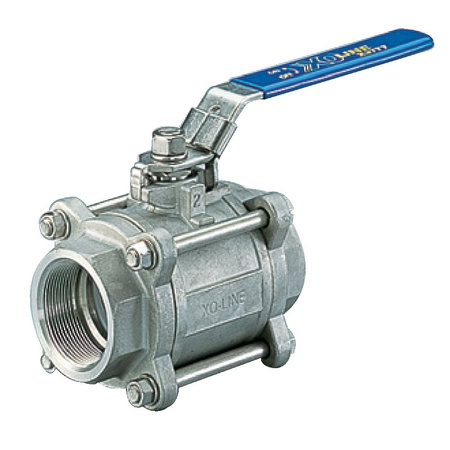 Typ X3777S - zawór odcinający kulowy z napędem ręcznym, przyłącza do wspawania gniazdowego, korpus trzyczęściowy, Pnom 6,3 MPa, tmax=200 st.C. 3/8''