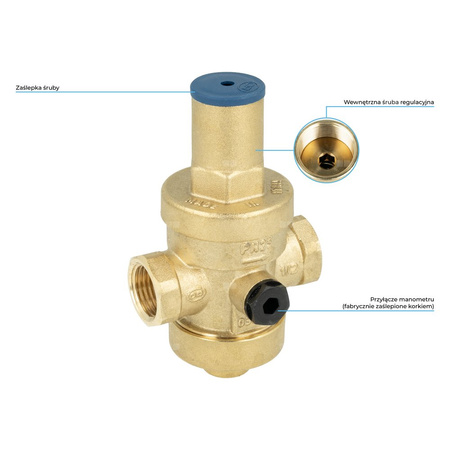 Standardowy reduktor ciśnienia wody BPR 401, GW G1/2'', 1 ÷ 5,5 bar