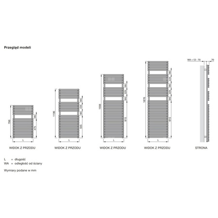 Grzejnik drabinkowy ZEHNDER Ovida Bow, wym. 796 x 597 mm, kolor chrom, moc 323W