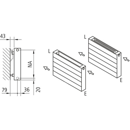 Ściana grzewcza Kermi Heizwand HHN Typ20 BH1120x72x700mm QN1168, weiß, 6bar, m. Abd, AB 12