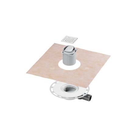 Wpust VIEGA 49364 z 1 przyłączem DN 50, odpływ pionowy, kratka 100x100mm stal