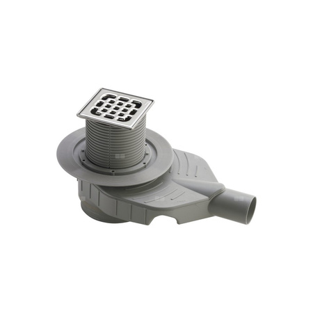 Wpust VIEGA 491410 z 1 przyłączem DN 50, odpływ pionowy, kratka 100x100mm stal