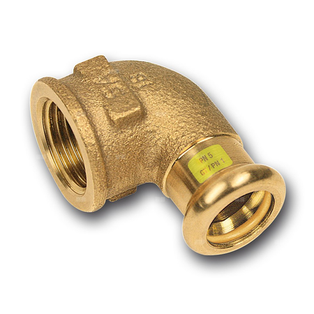 Kolano 90' SANHA Press Gas, miedź, 22 mm x 1'' (zw x GW)