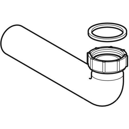 Kolano przyłączeniowe Geberit 90' z nakrętką, do syfonu podtynkowego do umywalki: Biały-alpin