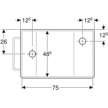 Gipsowy zlew Geberit Publica, górna część: 78x23.5x51.5cm,