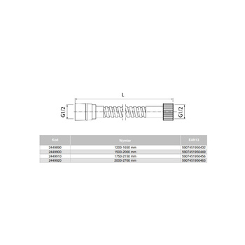 Wąż elastyczny VALVEX Protect stal nierdzewna, dł. 150-200cm