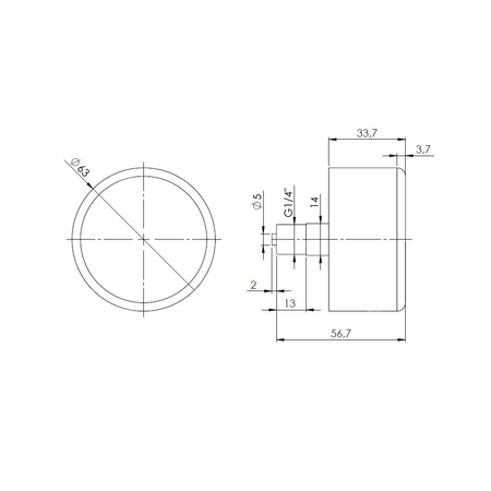 Ciśnieniomierz różnicowy AFRISO KP D411 0/1000 mbar mosiądz G1/2B aksjalne fi 160, kl. 1.6%