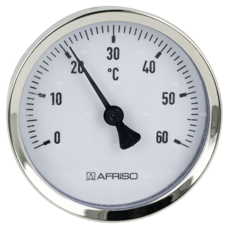 Termometr bimetaliczny AFRISO BiTh fi 63 mm 0…60'C tuleja 40 mm połączenie ax