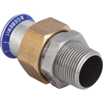 Śrubunek hydrauliczny GEBERIT Mapress Edelstahl przejściowy stal nierdzewna GZ 1/2'' 15 mm z pierścieniem zacinającym