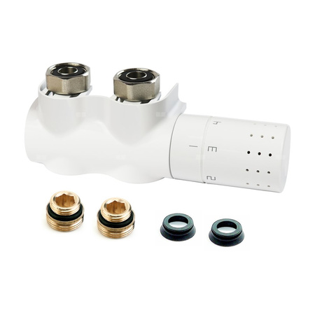 Zawór grzejnikowy termostatyczny COMAP AutoSar Thermod Design prosty z nastawą wstępną, połączenie 3/4'' x 3/4'' (malowany) biały