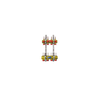 Rozdzielacz do ogrzewania podłogowego GIACOMINI R553F 7-obieg. mosiądz 1'' x GZ metryczny 18 + przepływomierz + termostat