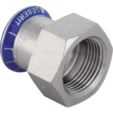 Złącze GEBERIT Mapress Edelstahl FKM przejściowe, stal nierdzewna, 1'' x 28 mm (GW x mufa zaprasowywana), (głębokość: 2 mm) z uszczelką