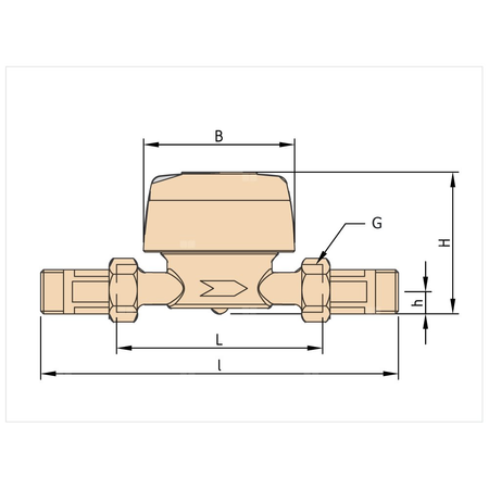 Wodomierz jednostrumieniowy suchobieżny antymagnetyczny, typu GSD8-I DN 15 Q3=2,5 m3/h R160/50, Tmax: 90st.C, L=110 mm
