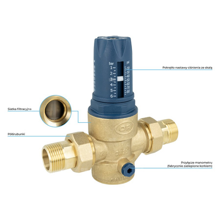 Reduktor ciśnienia wody BPR 423 z siatką filtracyjną, półśrubunki R1'', 1 ÷ 6 bar