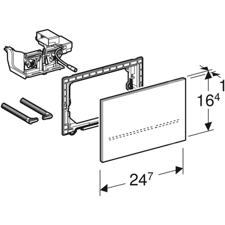 Elektroniczny zestaw uruchamiający WC Geberit, Sigma80, 12cm, szkło lustrzane, prostokątny