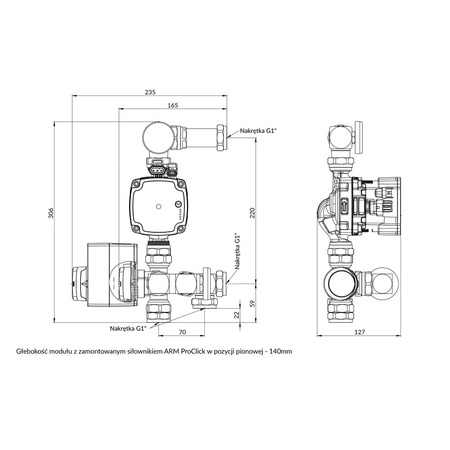 Moduł mieszający BRU 551 do ogrzewania podłogowego z zaworem ARV 362 Vario ProClick