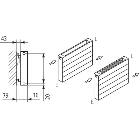 Ściana grzewcza Kermi Heizwand HHN Typ20 BH1260x72x900mm QN1668, weiß, 6bar, o. Abd, AB 12