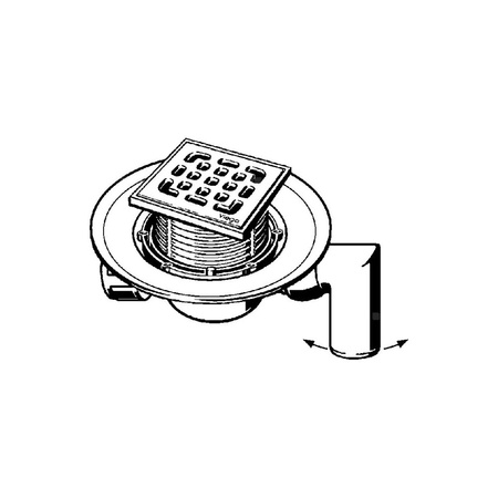 Wpust VIEGA 49353 z 1 przyłączem DN 50, odpływ poziomy, kratka 100x100mm stal