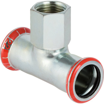 Trójnik GEBERIT Mapress C-Stahl przejściowy 90' stal (ocynk) 42 mm x 1/2'' x 42 mm (mufa zaciskowa x GW x mufa zaciskowa)