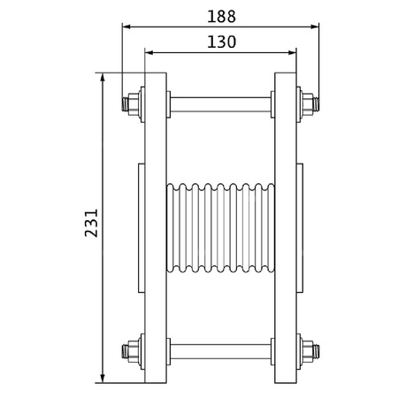 Kompensator stal nierdzewna, przył. DN 40 dł.188mm szer.150mm  V 4A DN 40 WILO