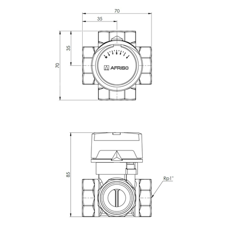 4-drogowy obrotowy zawór mieszający ARV 484 ProClick, DN25, Rp1'', Kvs 9 m3/h