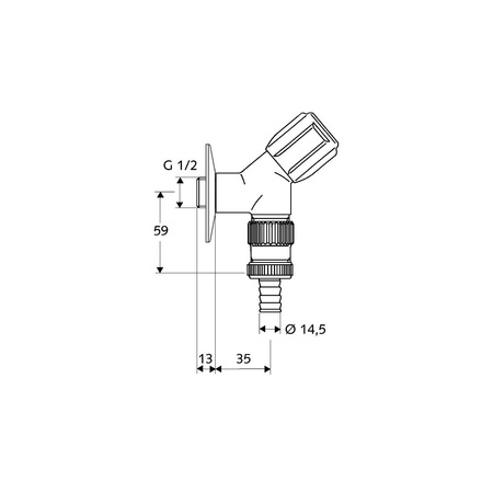 Zawór skośny COMFORT do urządzeń 1/2" chrom z zabezp.węża elast.przed pęknięciem
