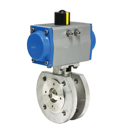 Zawór odcinający kulowy ze stali nierdzewnej, typ PKW kołnierzowy z napędem pneumatycznym jednostronnego działania, Pnom=1.6MPa, Tmax=180C DN 25