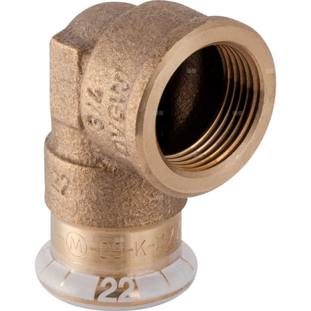 Kolano 90' GEBERIT Mapress Kupfer przejściowe, Cu, 2'' x 54 mm (GW x mufa zaprasowywana), (głębokość: 39 mm) z uszczelką