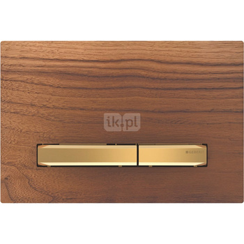 Przycisk uruchamiający Geberit Sigma50, przedni, amerykański orzech włoski, przyciski: mosiądz, prostokątny