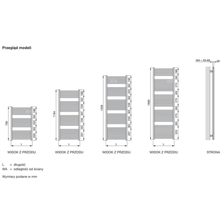 Grzejnik drabinkowy ZEHNDER Zeno, wym. 1508 x 500 mm, kolor biały RAL9016, moc 746W