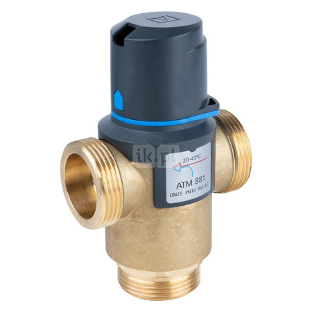 Zawór regulacyjny termostatyczny do wody ciepłej AFRISO ATM 881 mosiądz GZ 1 1/4'', DN 25, zakres temp. 20...43'C, Kvs 4.2m3/h, max. 90'C, max. 10bar