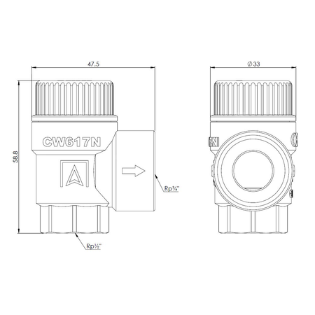 Zawór bezpieczeństwa AFRISO MSW sprężynowy mosiądz 8 bar GW x GW 1/2'' x 3/4''