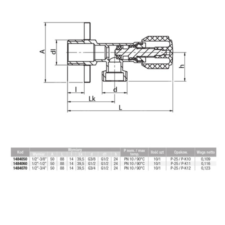 Zawór wodny VALVEX Base GZ 1/2'' x GZ 3/8''
